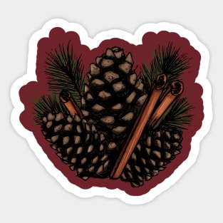 Pinecones and Cinnamon Sticks Sticker